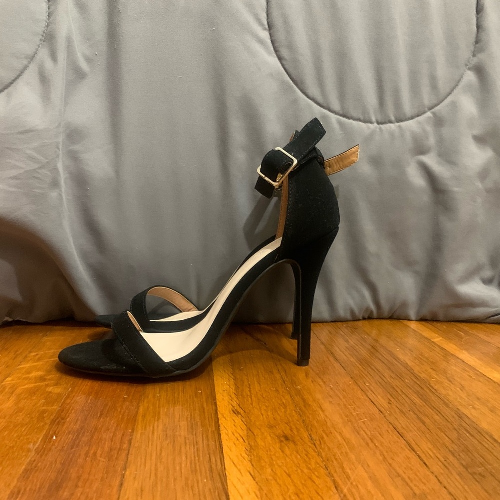 Black suede heels